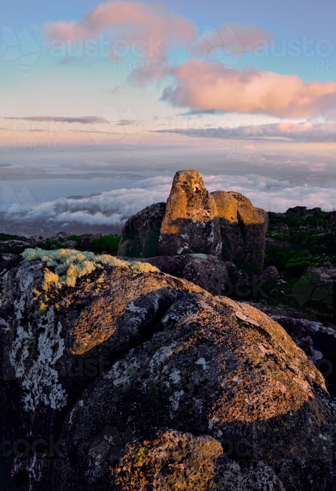 Dusk on Mount Wellington Summit - Australian Stock Image