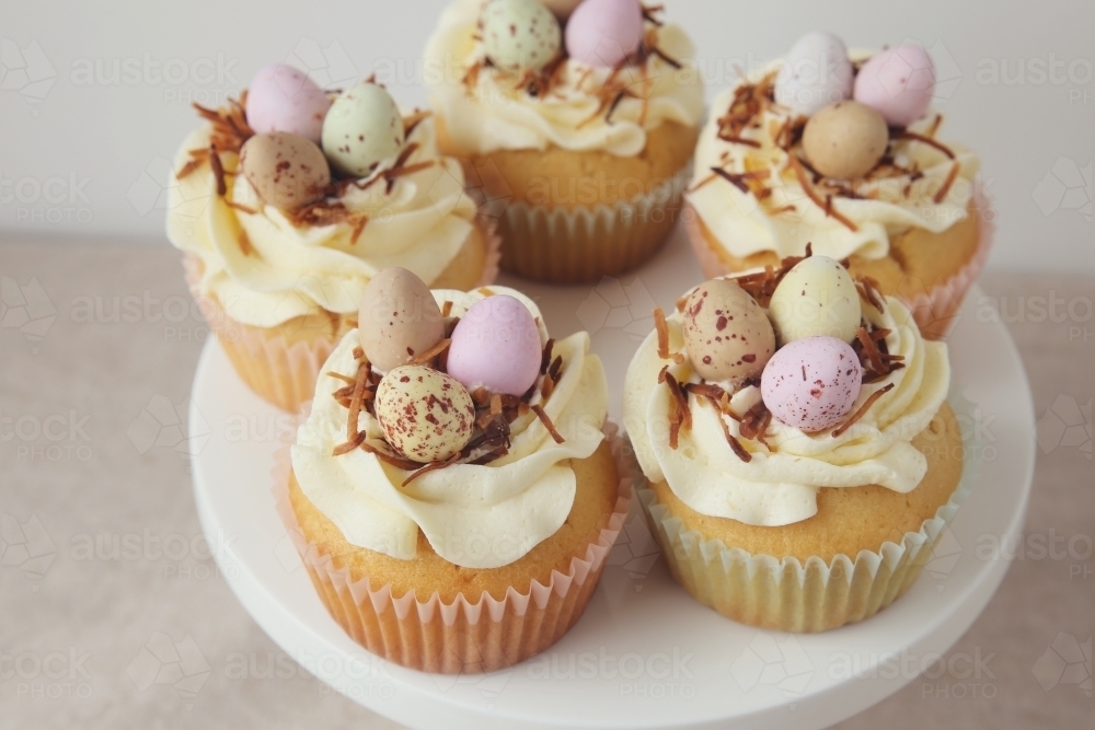 Easter eggs cupcakes - Australian Stock Image