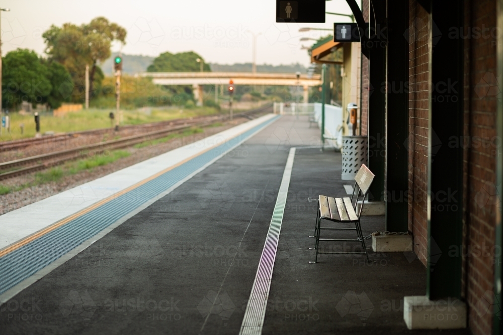 Empty train station in country setting - Australian Stock Image