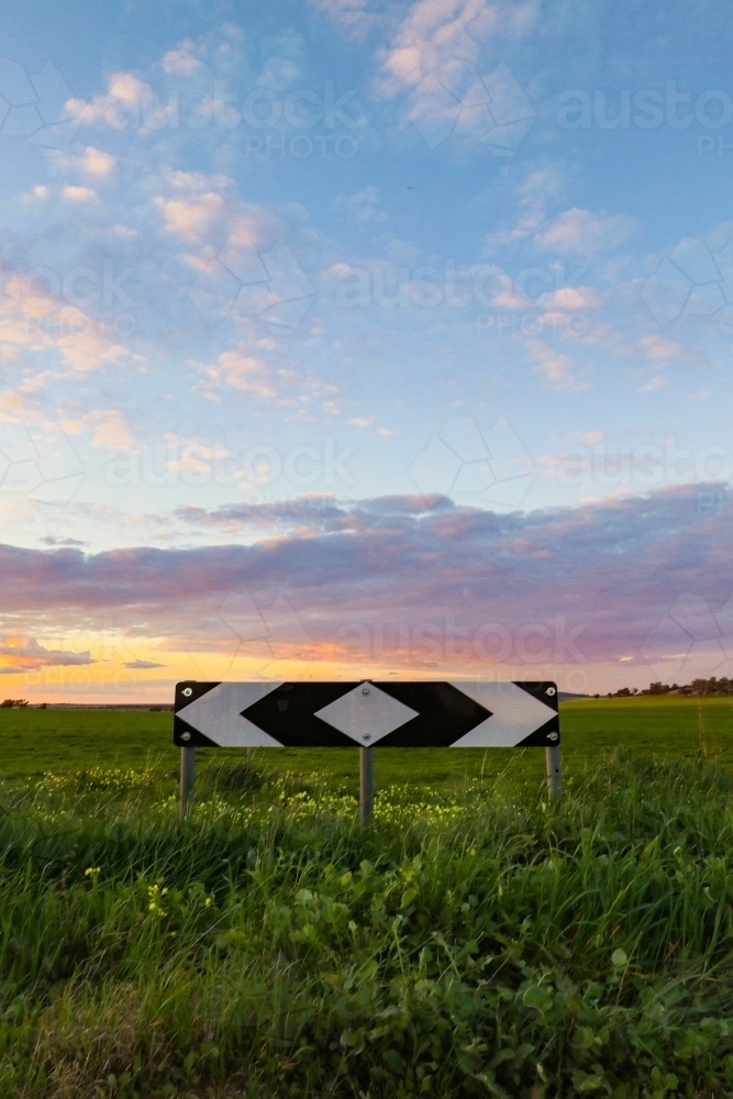 End of road warning sign on country road - Australian Stock Image