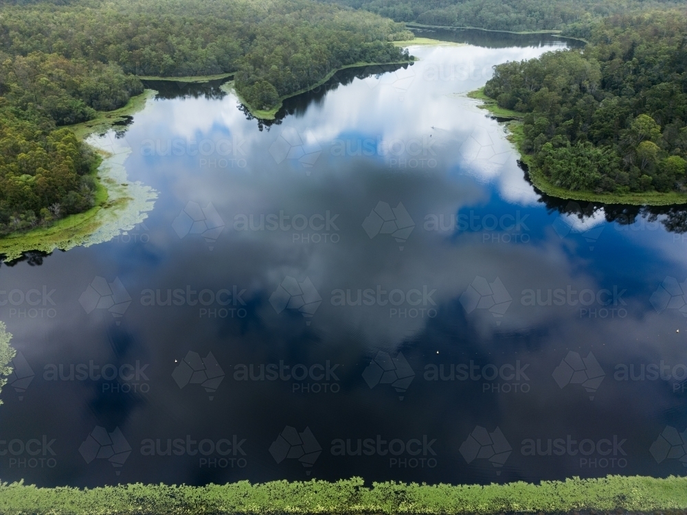 Enoggera Reservoir looking up the supply catchment into D'Aguilar National Park - Australian Stock Image