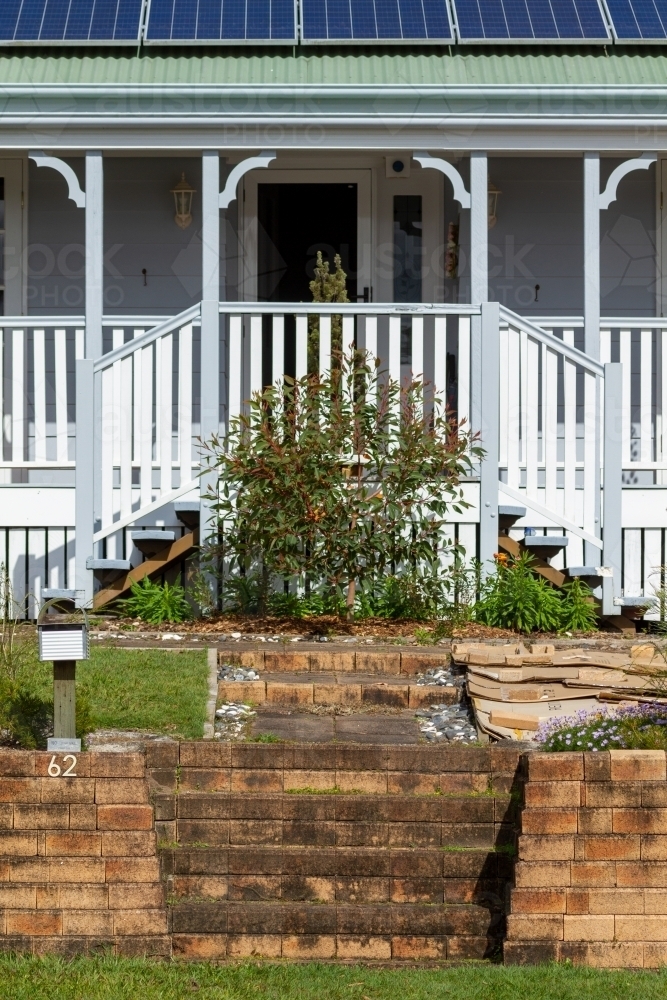 Entrance of Queenslander style cottage home. - Australian Stock Image