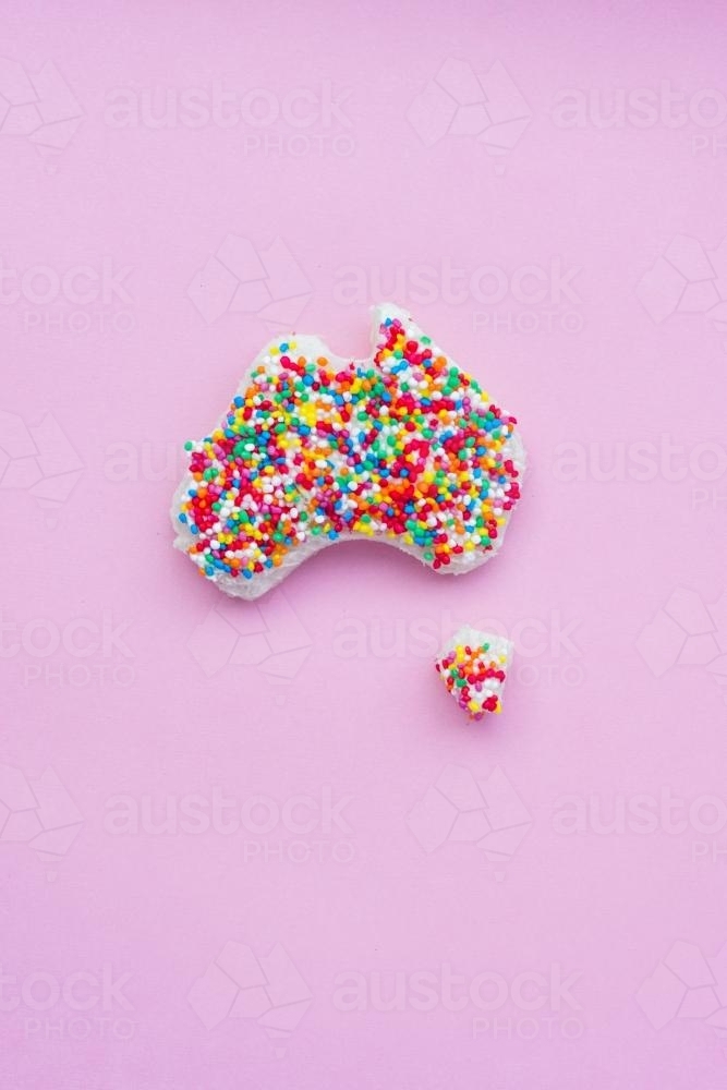 fairy bread in the shape of Australia - Australian Stock Image