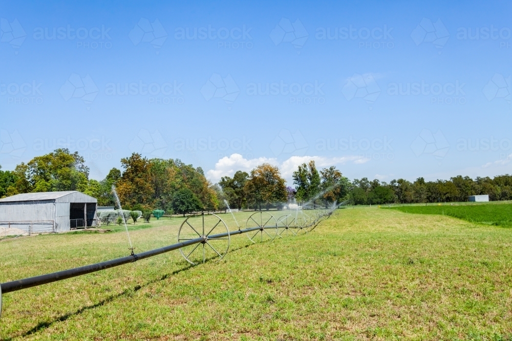 Farm irrigation sprinkler system - Australian Stock Image