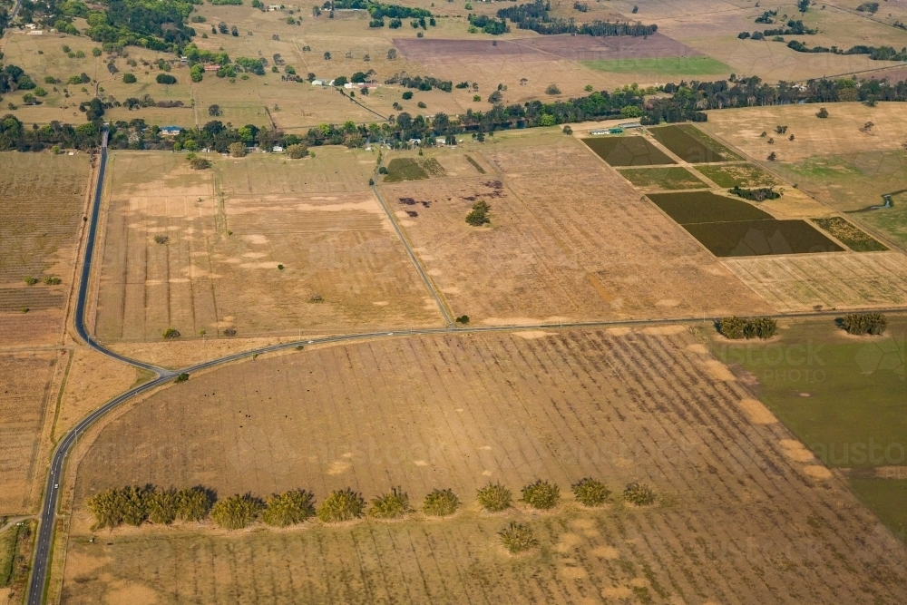 Image Of Farm Paddocks And Road Seen From Aerial Perspective Austockphoto