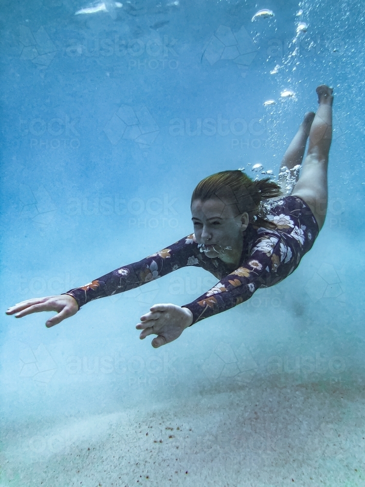 female swimsuit underwater camera