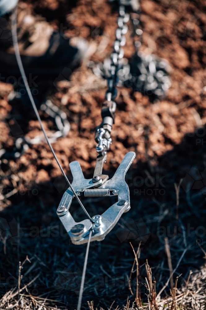 Fencing strainers in action - Australian Stock Image