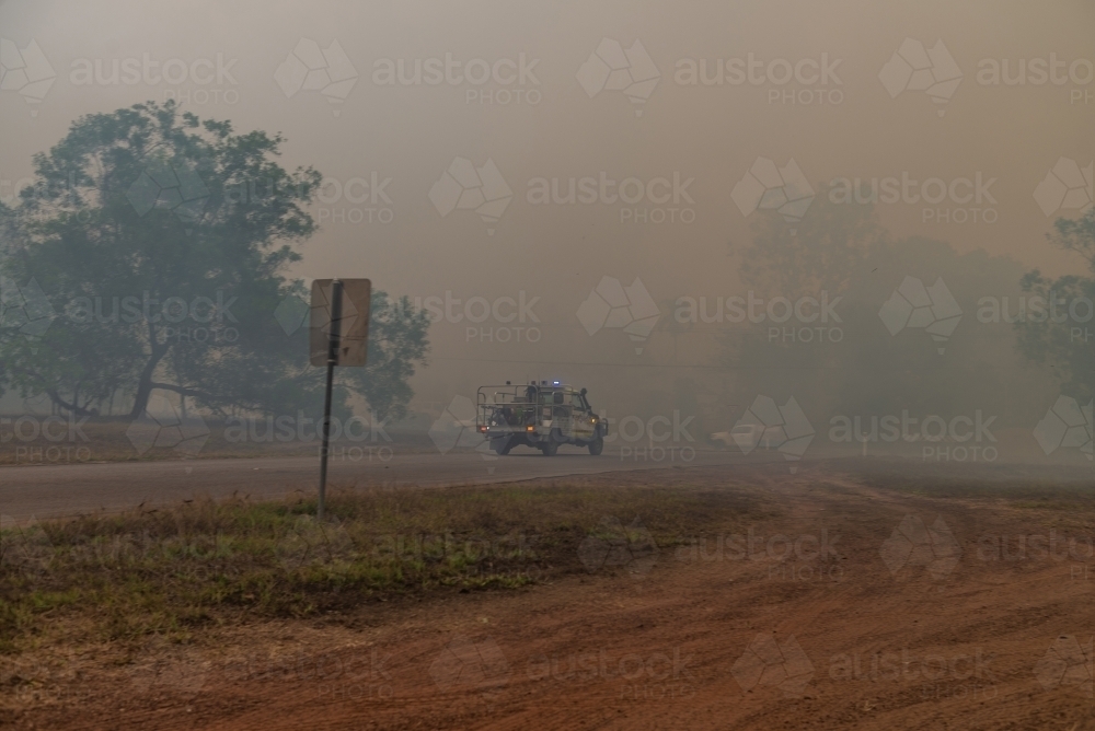 Fire truck at Bushfire in Howard Springs - Australian Stock Image