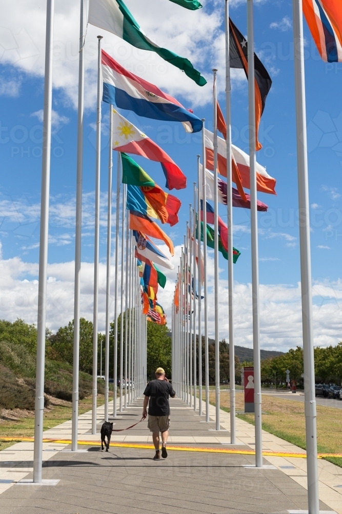 Flags of every diplomatic mission, canberra - Australian Stock Image