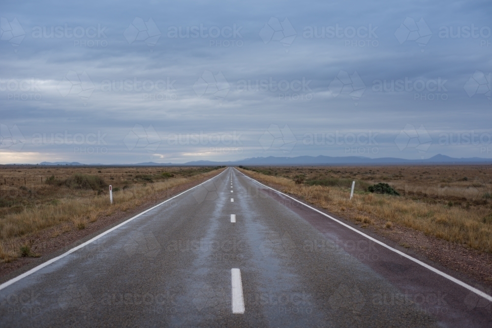 Flinders Ranges road with stormy sky - Australian Stock Image