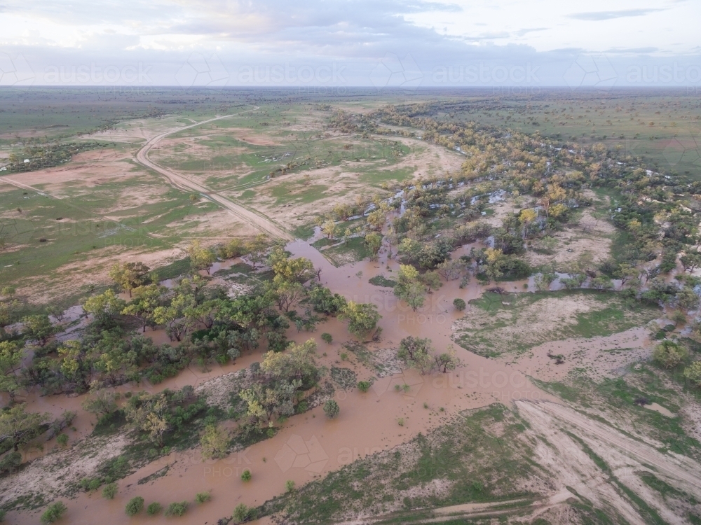 Flooded creek in the country - Australian Stock Image