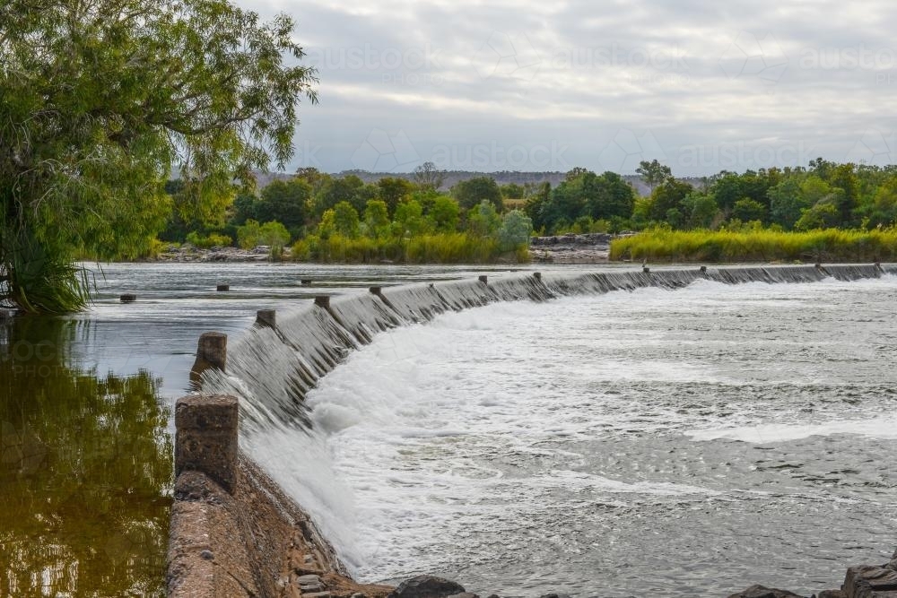 Flooded river crossing - Australian Stock Image