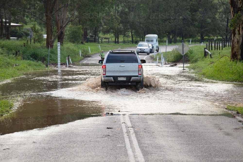 Flooded Rural Road in the Scenic Rim - Australian Stock Image