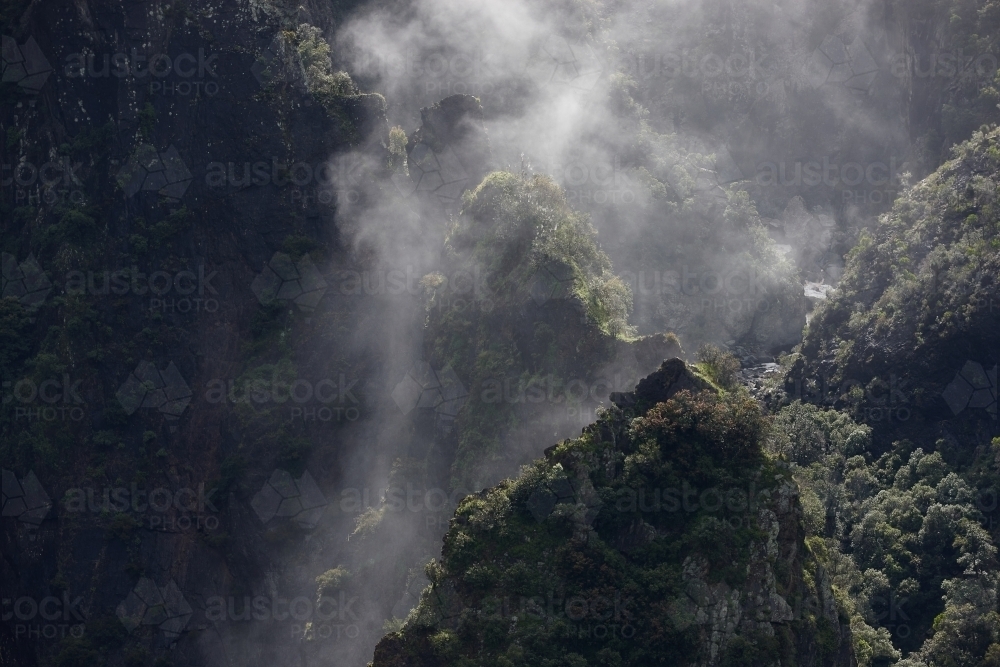 Foggy cliff in wilderness - Australian Stock Image