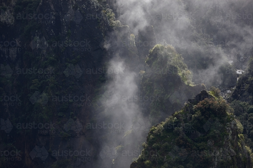 Foggy cliff in wilderness - Australian Stock Image