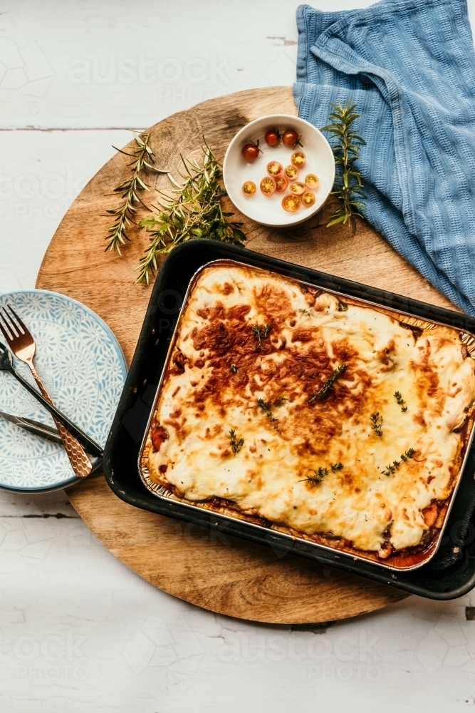 Fresh baked lasagne. - Australian Stock Image