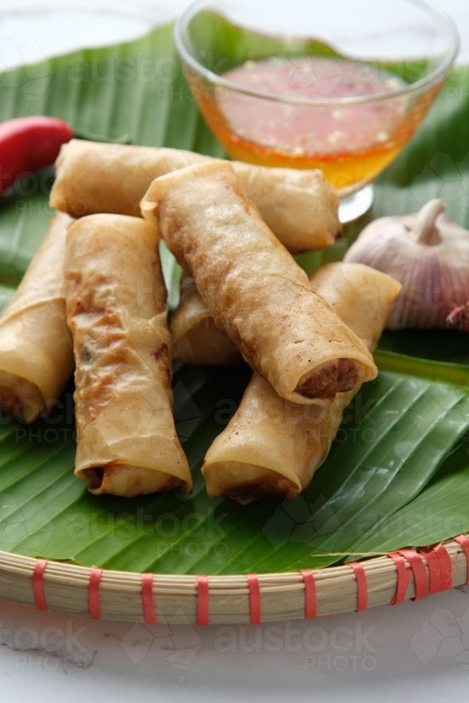 Image of Freshly cooked Filipino food called Lumpiang Shanghai or fried ...