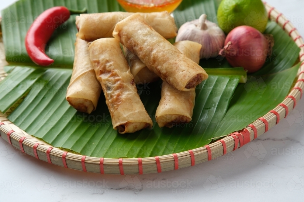 Image of Freshly cooked Filipino food called Lumpiang Shanghai or fried ...