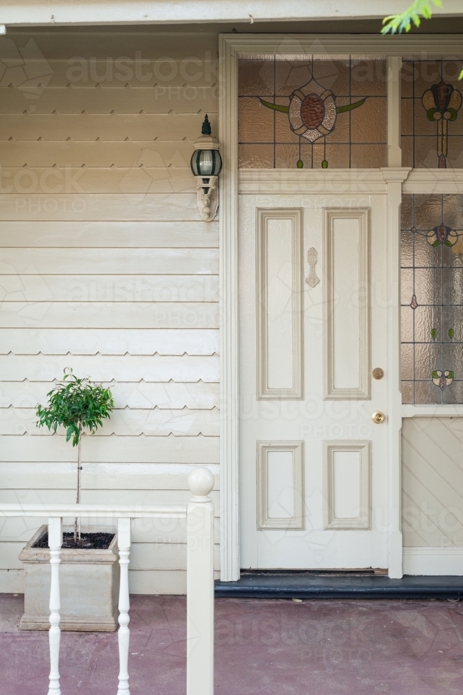 front door of 1800s era cottage - Australian Stock Image