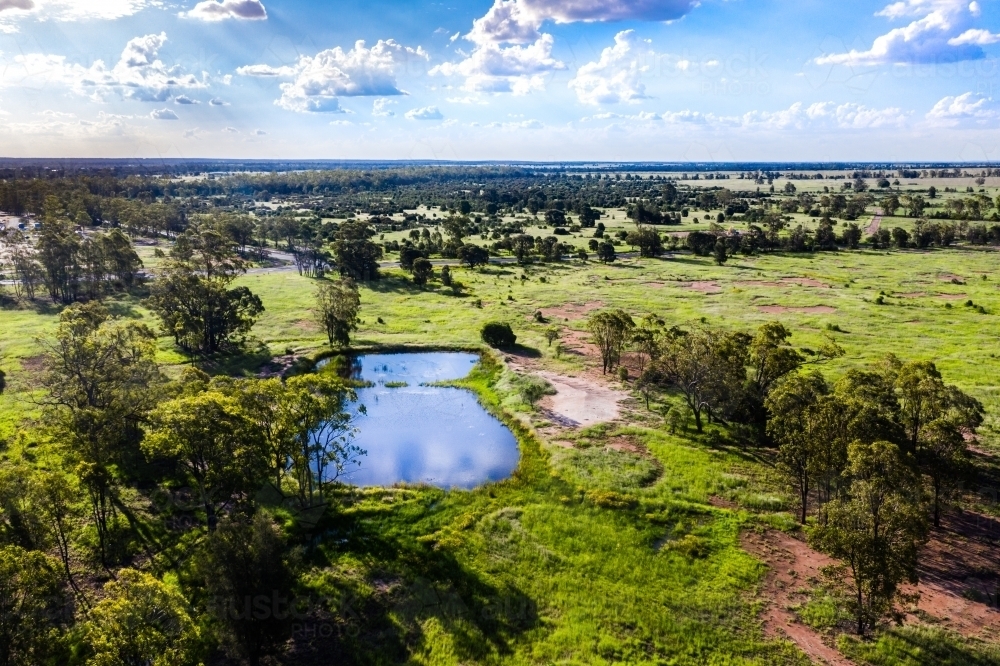 full dam on a farm - Australian Stock Image