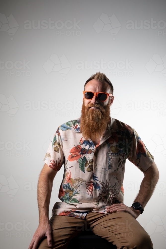 Funky man posing for photographs - Australian Stock Image