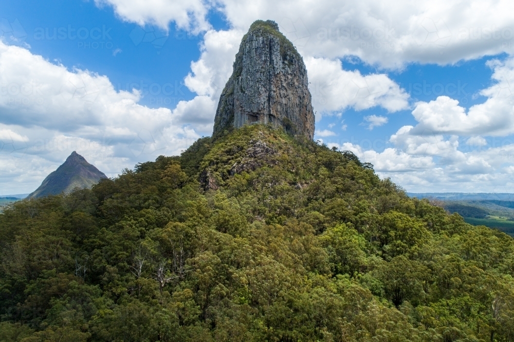 Glass House Mountains, Coonowrin and Beerwah. - Australian Stock Image