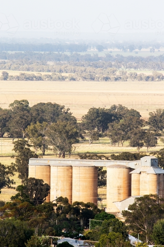 Grain silos in rural countryside - Australian Stock Image