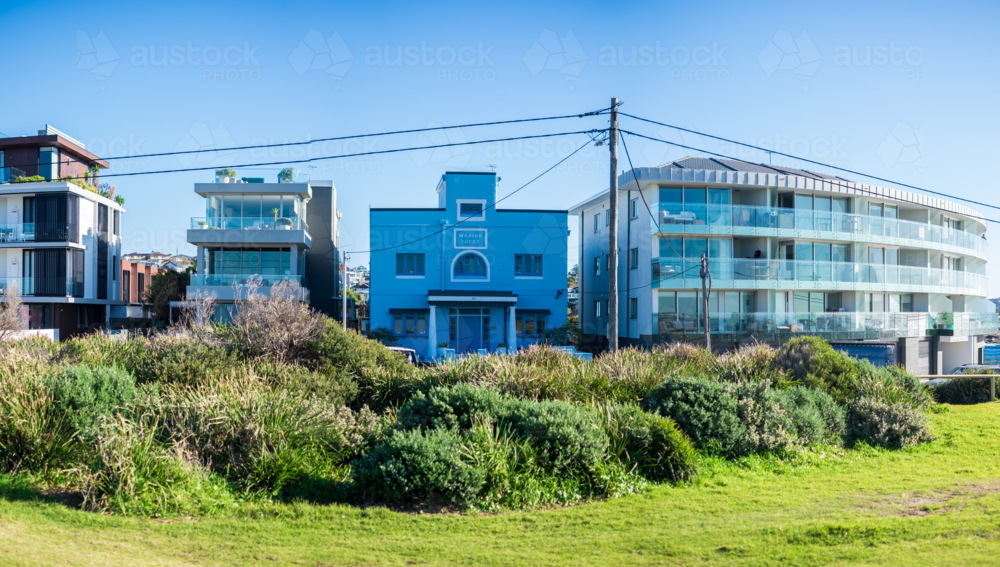 grand apartment blocks along Marine Parade, Maroubra - Australian Stock Image