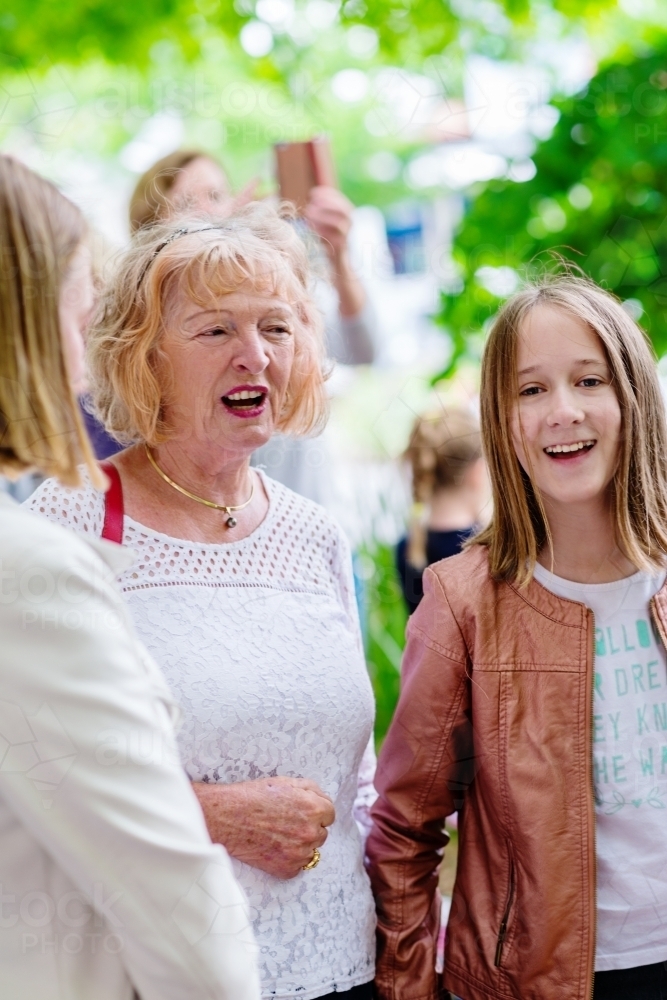 grandmother with her granddaughters - Australian Stock Image