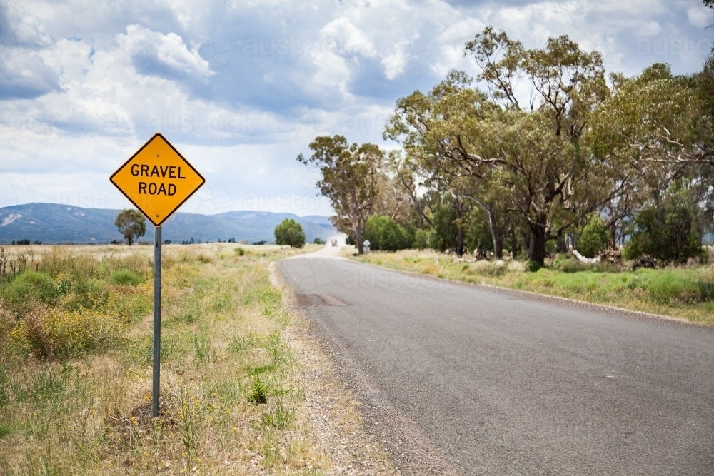 Gravel road sign - Australian Stock Image