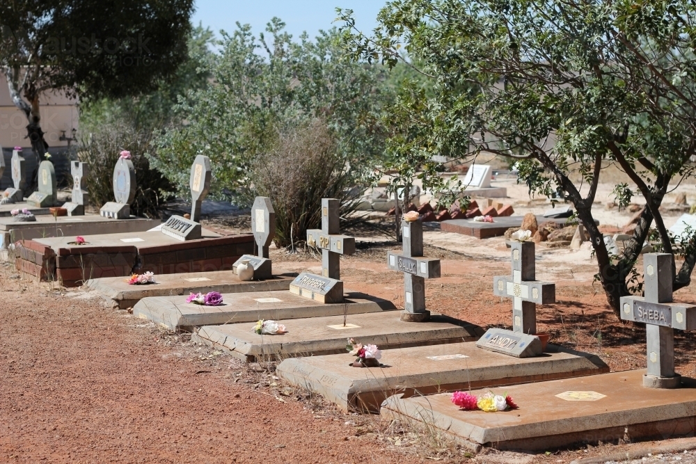 Graves at a pet cemetery - Australian Stock Image