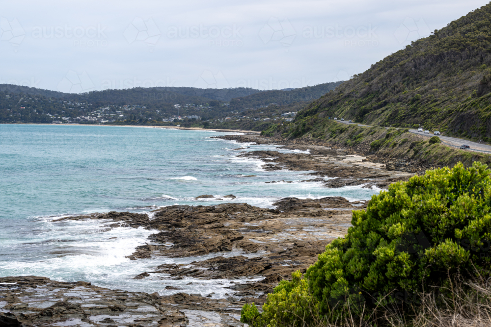 Great Ocean Road along the coast Lorne, Victoria - Australian Stock Image