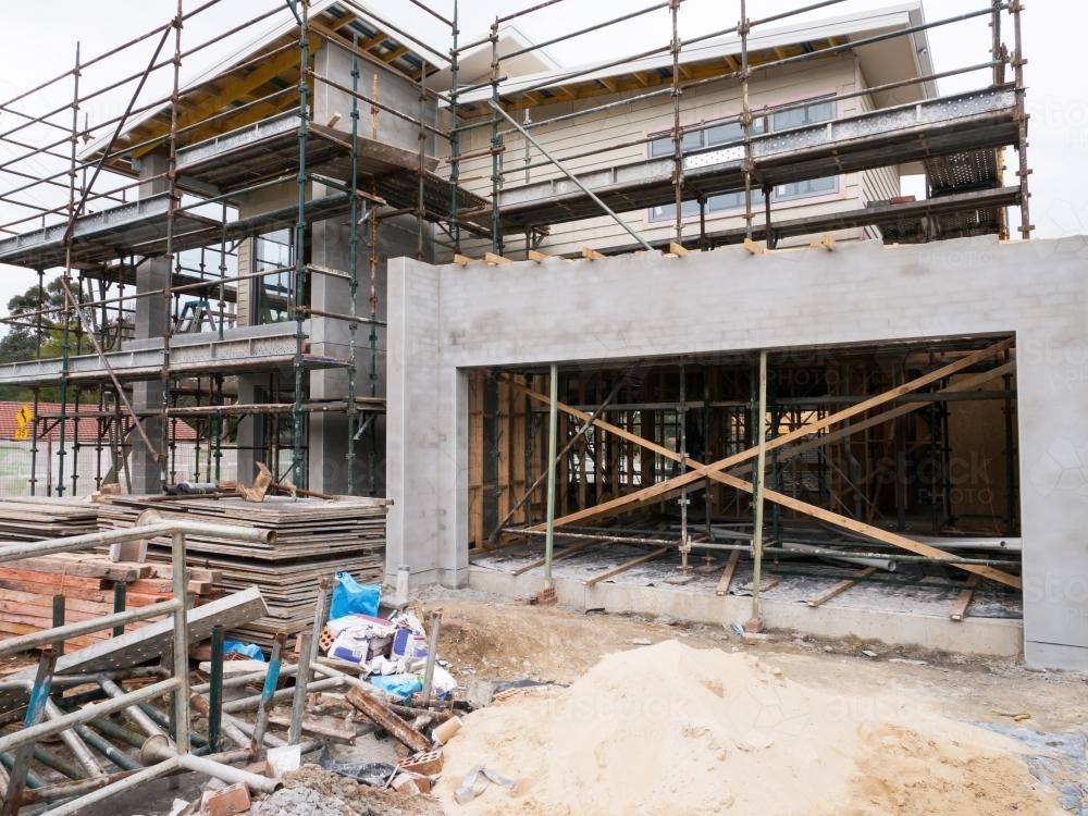 Ground floor of apartment building under construction - Australian Stock Image