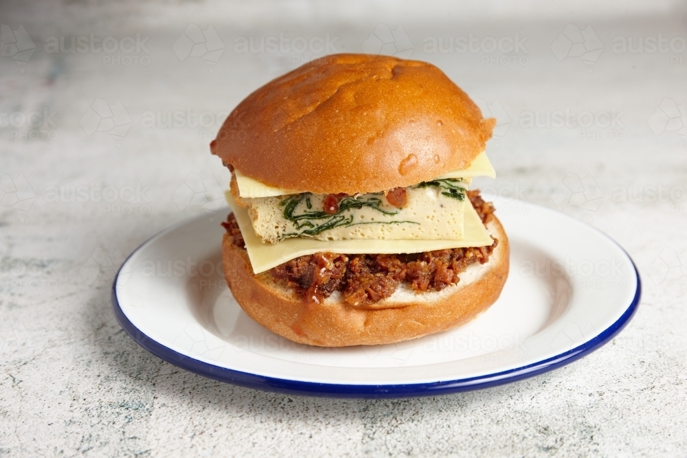 Hamburger on plate - Australian Stock Image