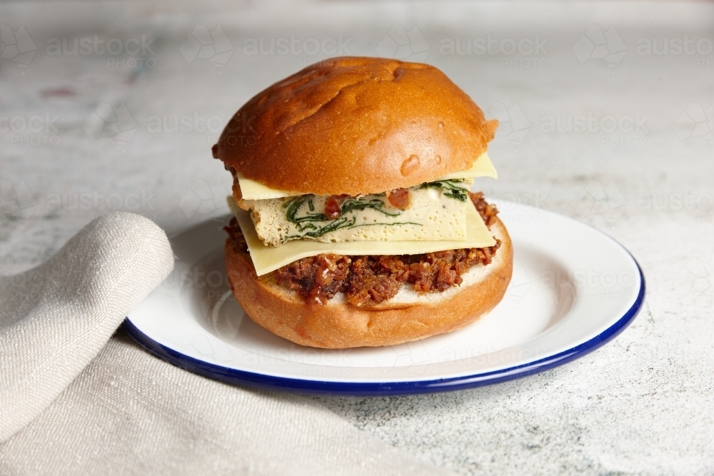 Hamburger on plate - Australian Stock Image