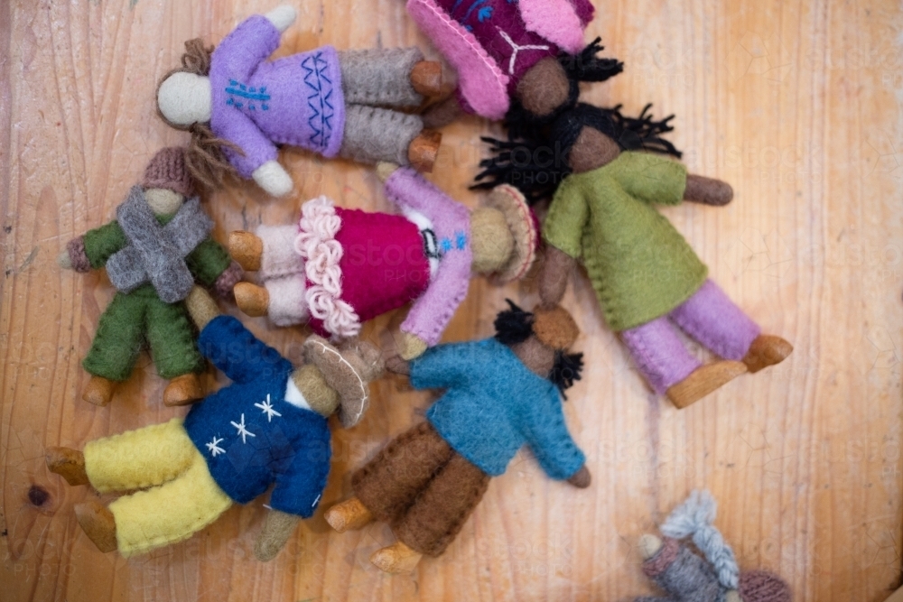 Handcrafted felt international dolls - Australian Stock Image