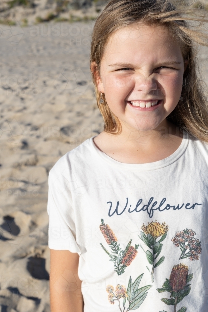 Happy child on the beach - Australian Stock Image