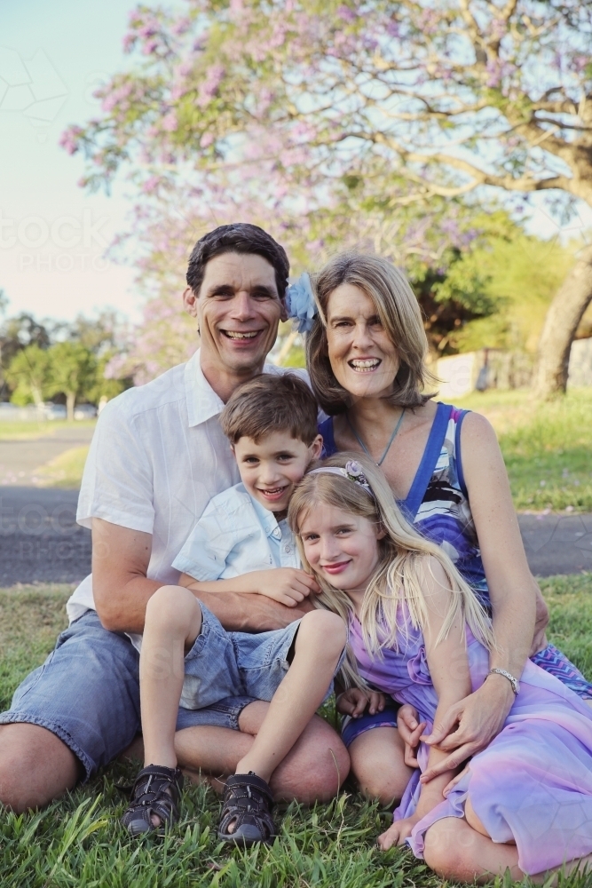 Happy English family in the park - Australian Stock Image