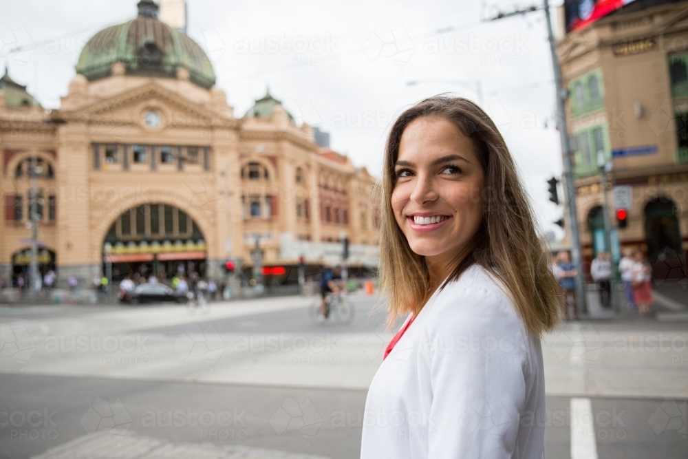 Happy Melbourne Business Woman - Australian Stock Image