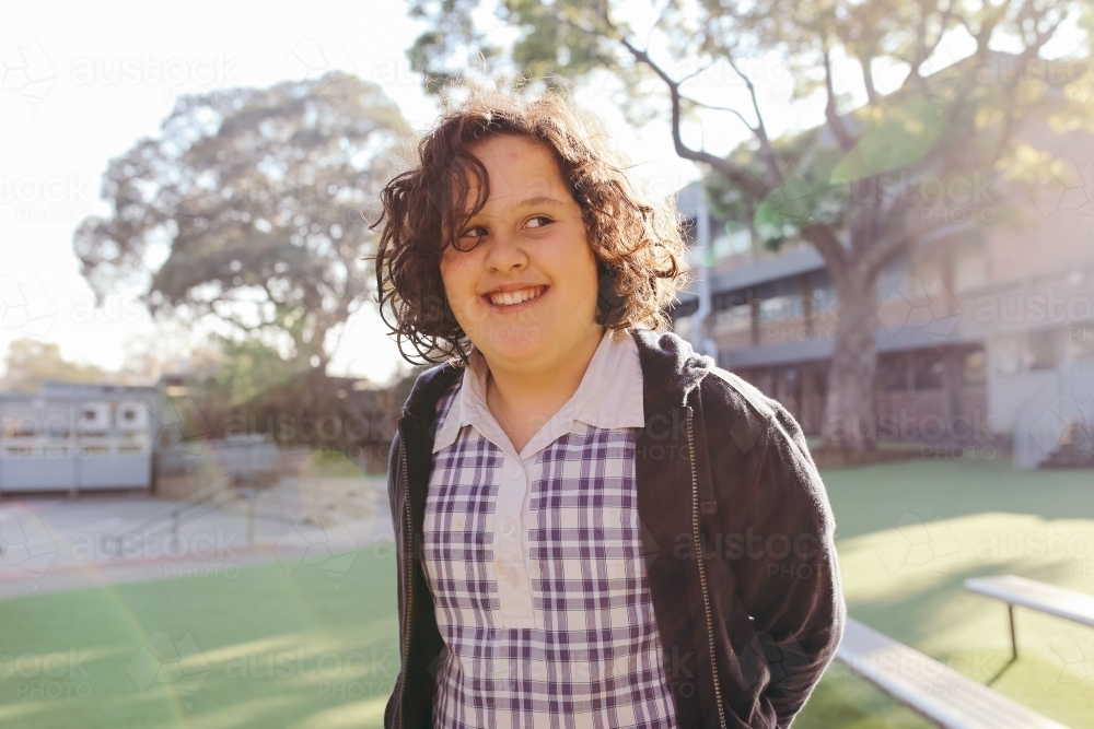 Happy primary school student - Australian Stock Image