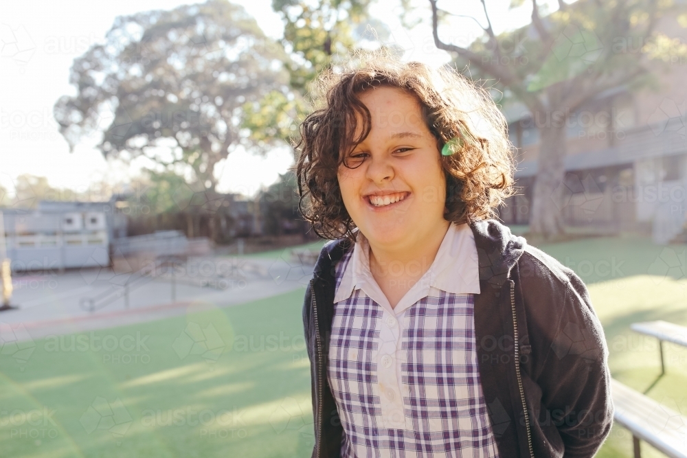 Happy primary school student - Australian Stock Image