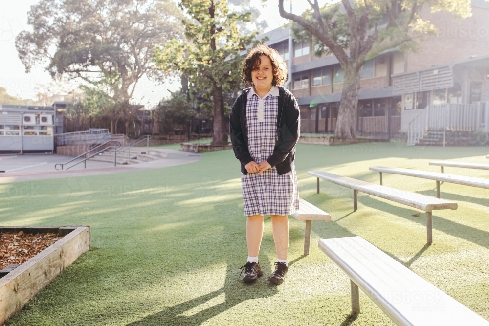 Happy primary school student - Australian Stock Image