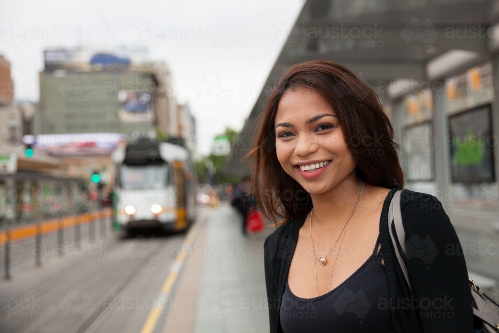 Happy Woman in Melbourne - Australian Stock Image