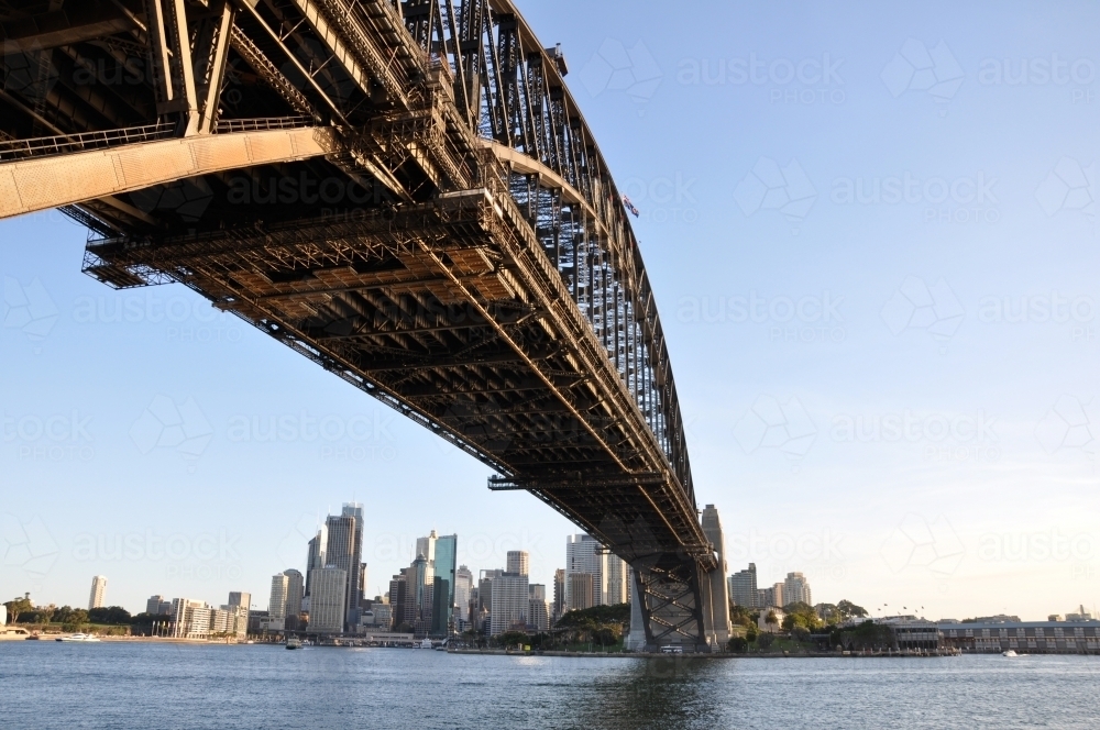 Harbour bridge from below - Australian Stock Image