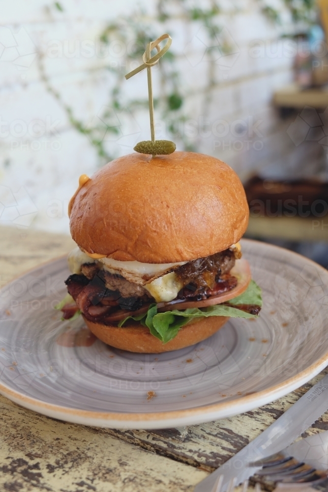 Healthy beef burger - Australian Stock Image