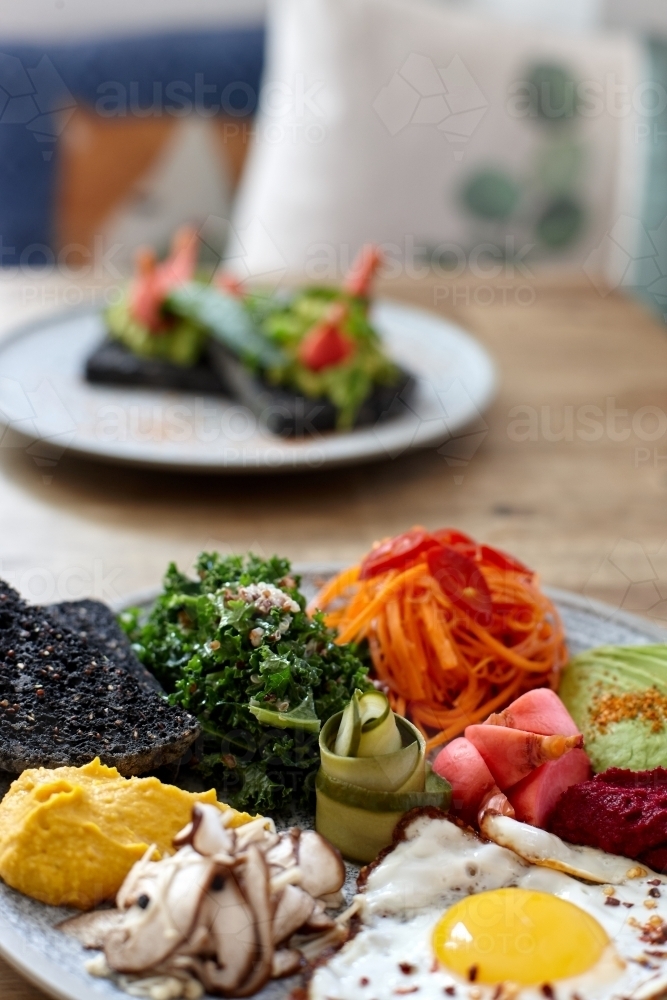 Healthy vegetarian meal ready to eat - Australian Stock Image