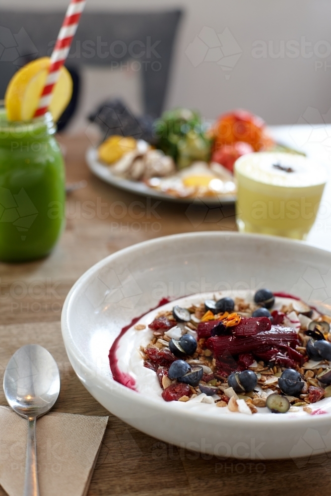 Healthy vegetarian porridge ready to eat - Australian Stock Image