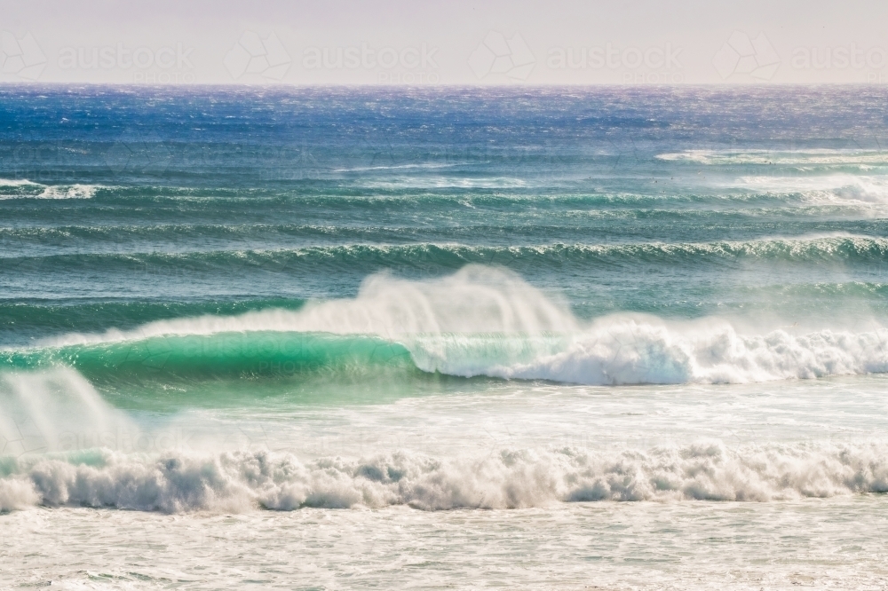 Heavy swell conditions on a surf day at the Gold Coast - Australian Stock Image