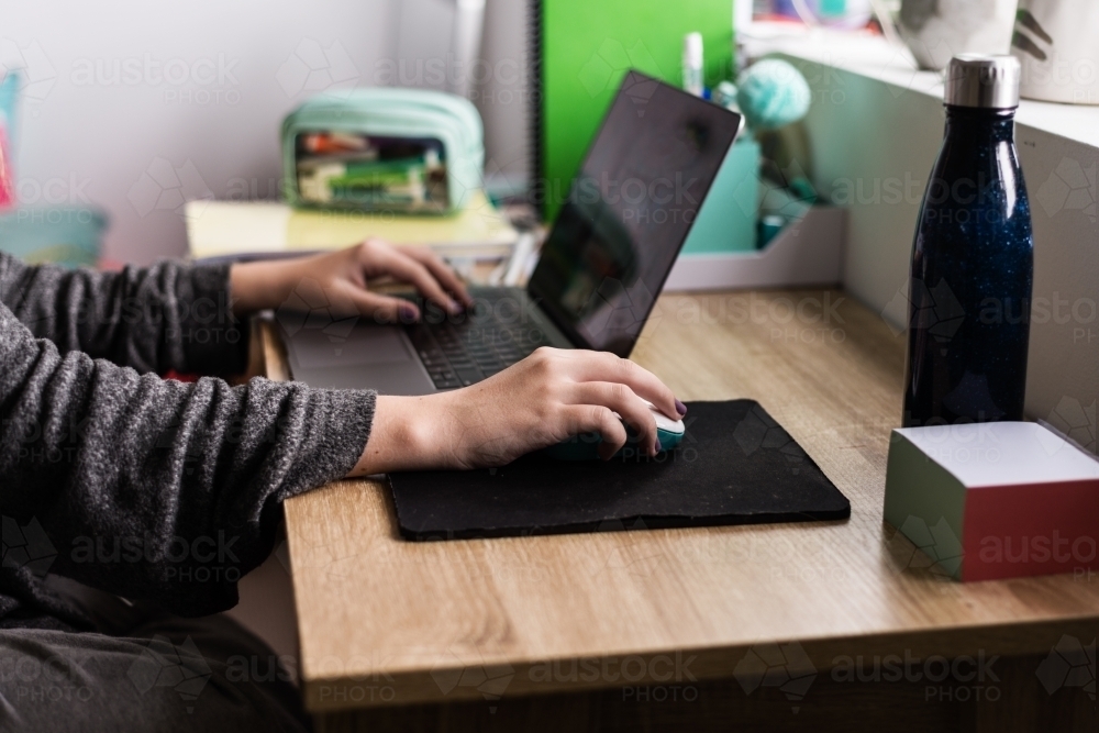 high school students studying from home during 2020 covid19 quarantine - Australian Stock Image