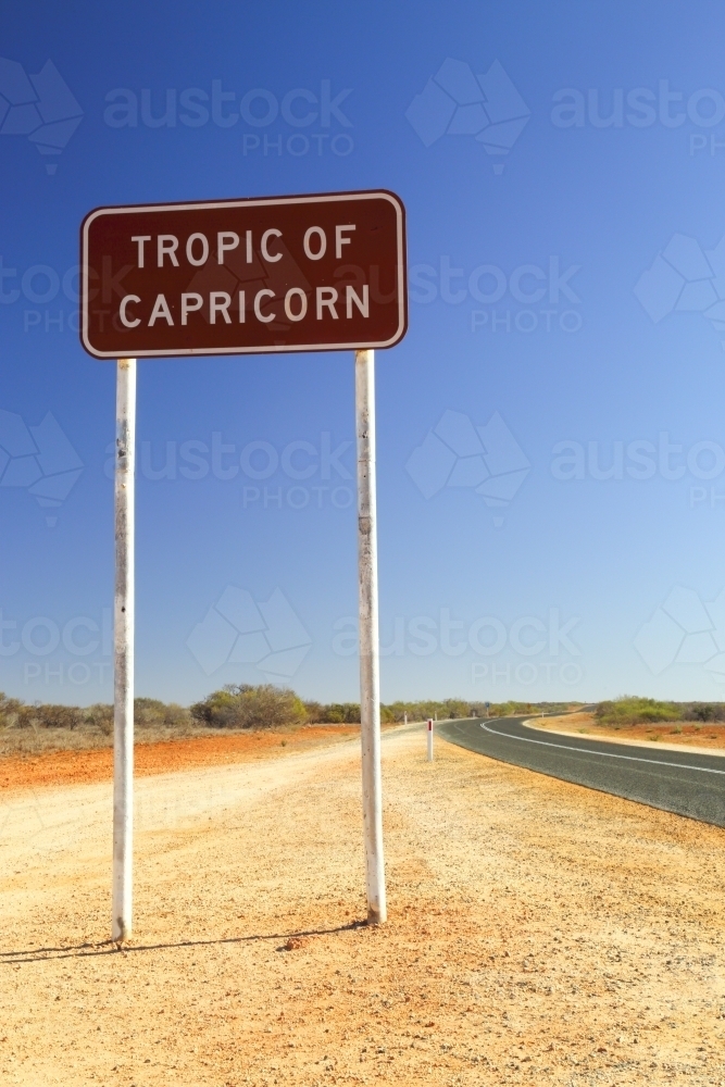 Image Of Highway Sign Marking The Tropic Of Capricorn In Wa Austockphoto